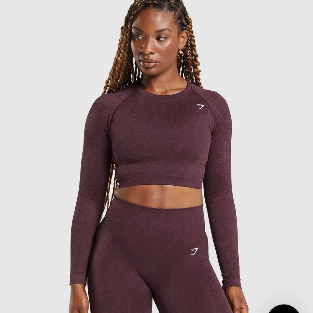 Gymshark Women's Burgundy Long Sleeve Crop Top